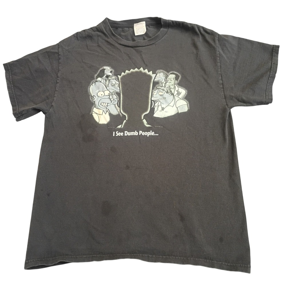 Delta The Simpsons T-Shirt Mens M Black I See Dumb People 2001 Vintage Graphic